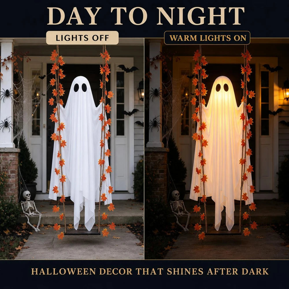 LED Swinging Ghost Halloween Decoration