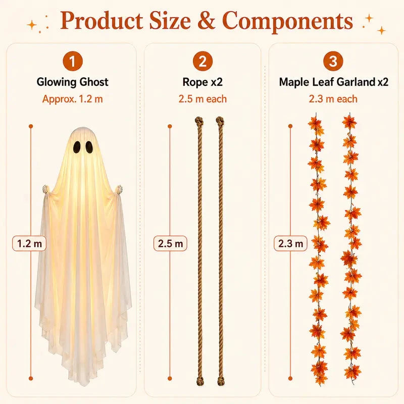 LED Swinging Ghost Halloween Decoration