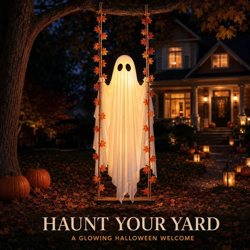 LED Swinging Ghost Halloween Decoration