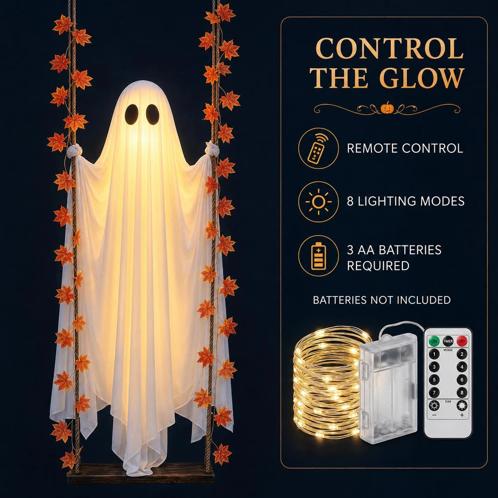 LED Swinging Ghost Halloween Decoration
