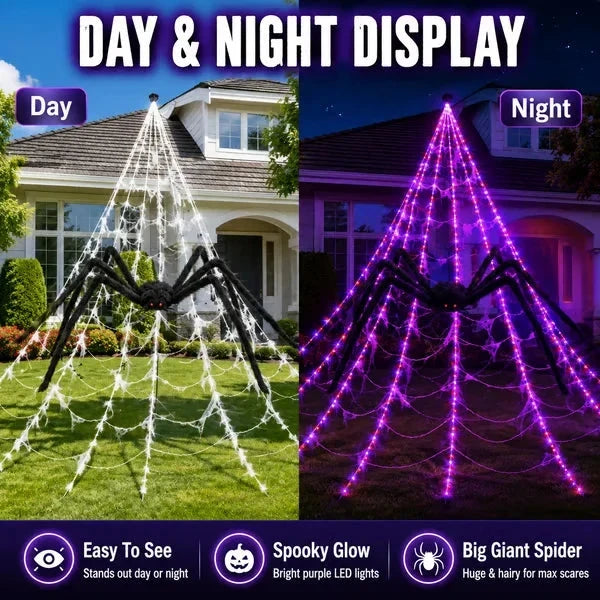 Illuminated Halloween Spider Web Lights