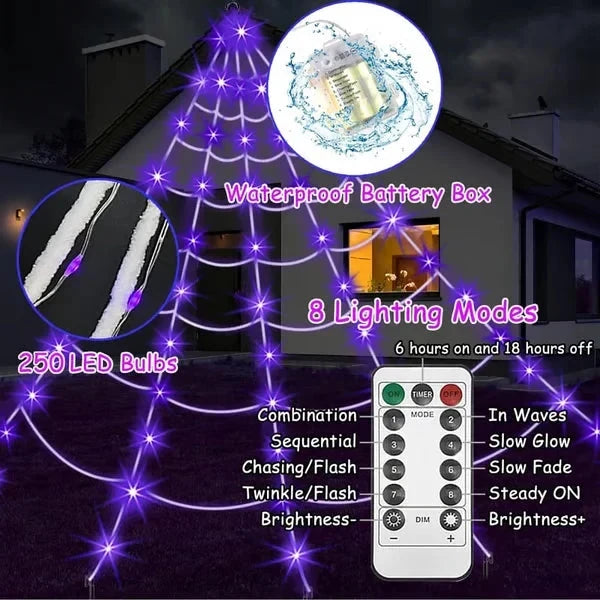 Illuminated Halloween Spider Web Lights