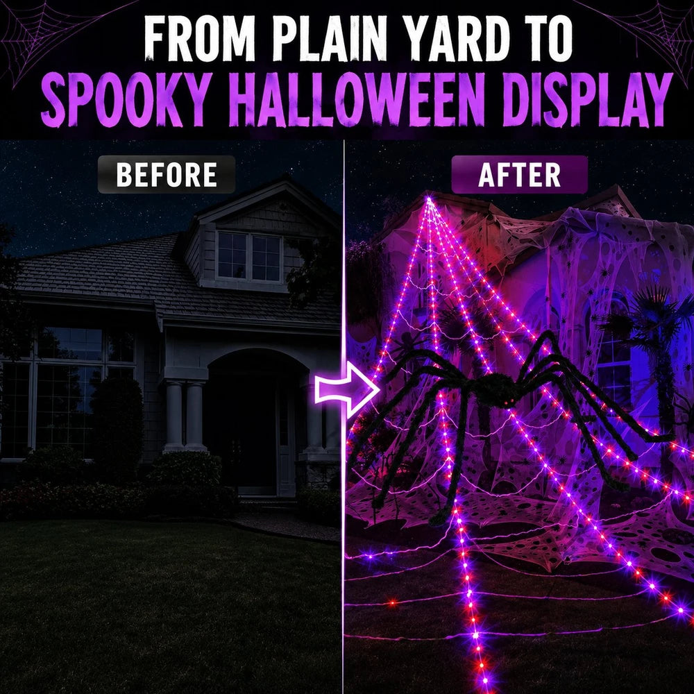 Illuminated Halloween Spider Web Lights