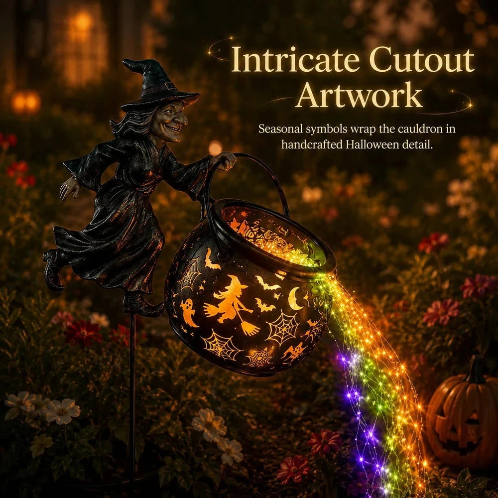 Glowing Halloween Witch Cauldron Garden Light
