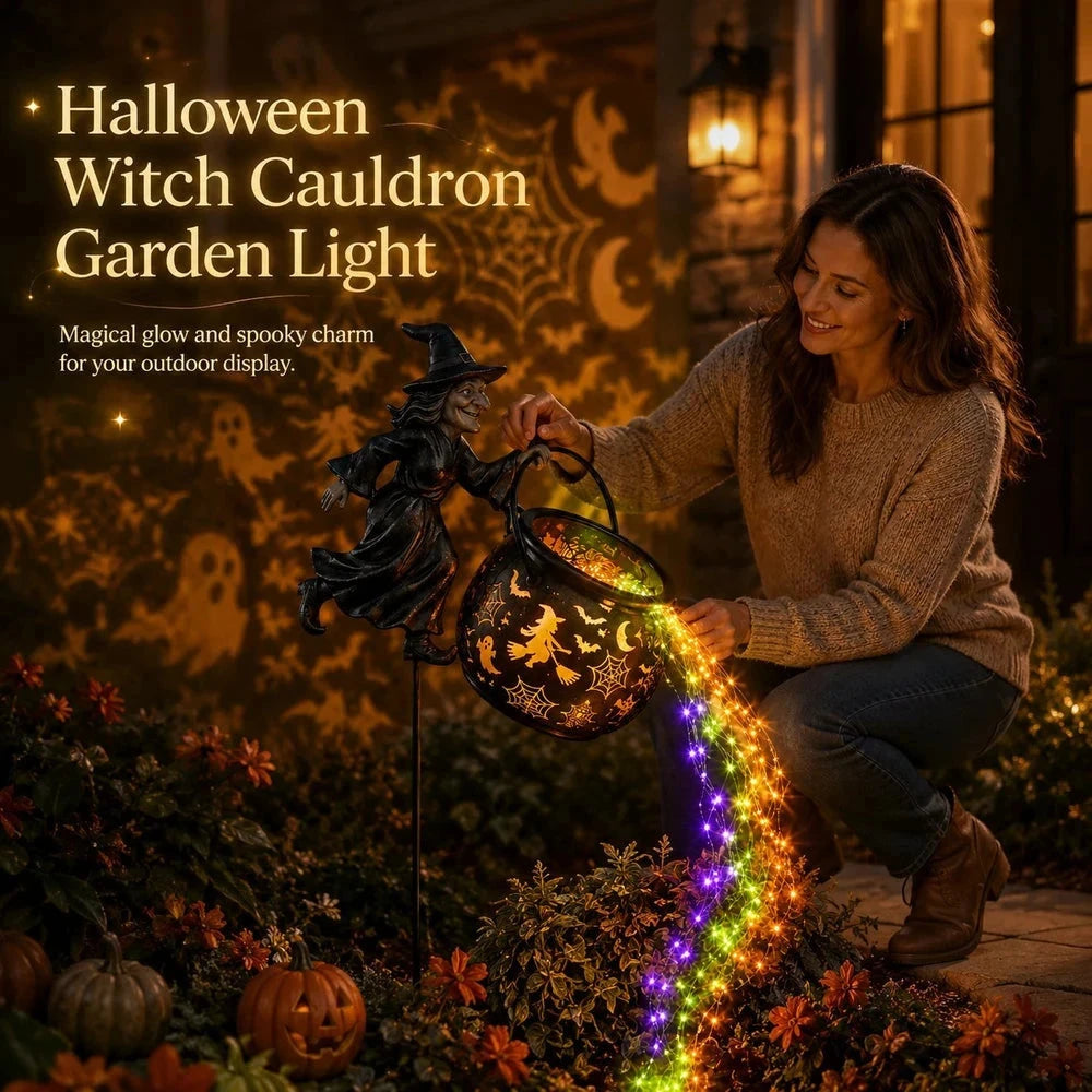 Glowing Halloween Witch Cauldron Garden Light