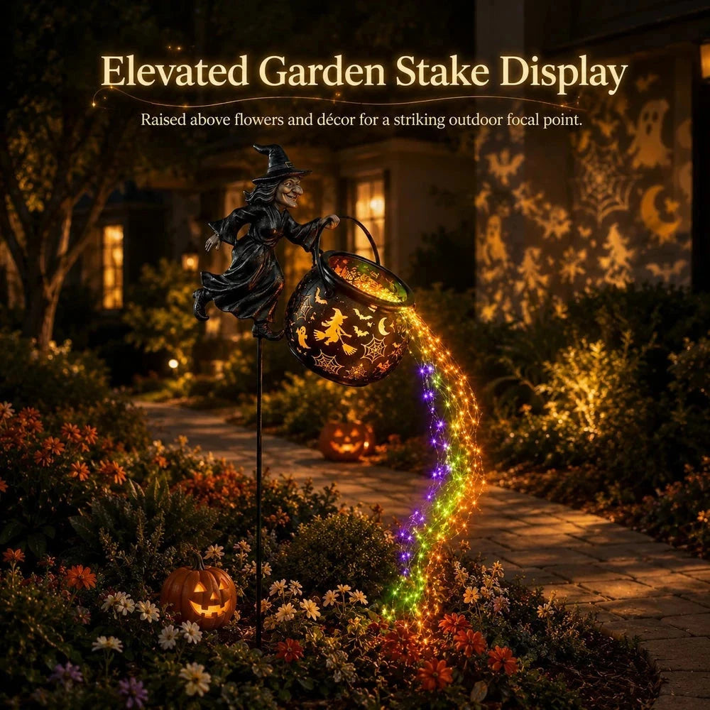 Glowing Halloween Witch Cauldron Garden Light