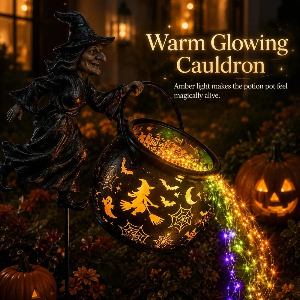 Glowing Halloween Witch Cauldron Garden Light