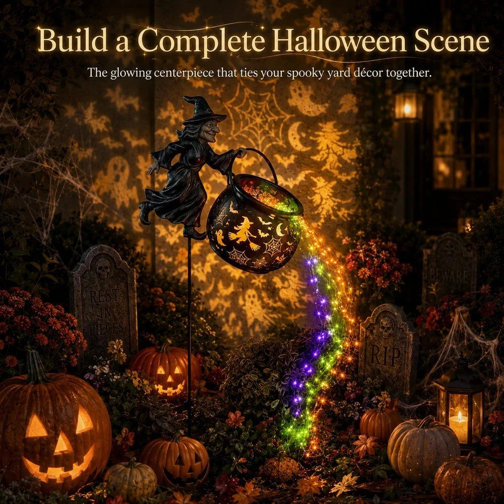 Glowing Halloween Witch Cauldron Garden Light